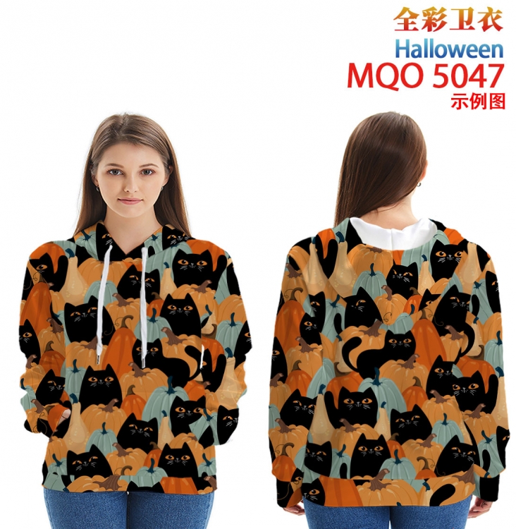 Helloween Long Sleeve Hooded Full Color Patch Pocket Sweatshirt from XXS to 4XL MQO-5047