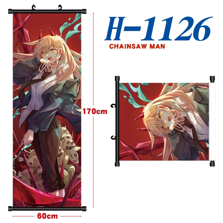 Chainsaw man Black plastic rod cloth hanging canvas painting 60x170cm H-1126A