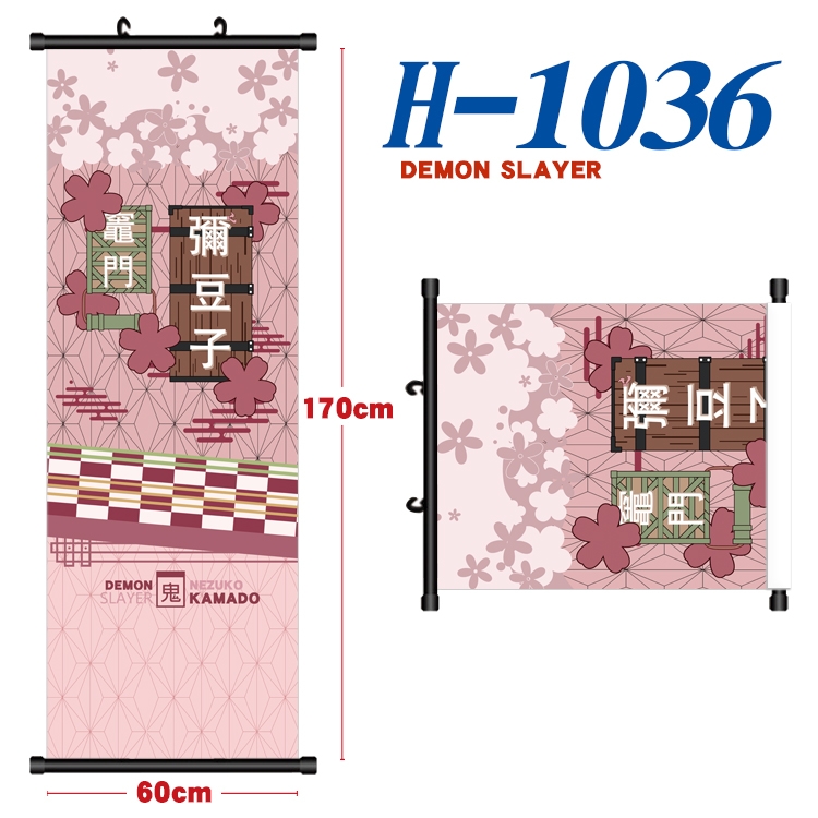 Demon Slayer Kimets Black plastic rod cloth hanging canvas painting 60x170cm H-1036A