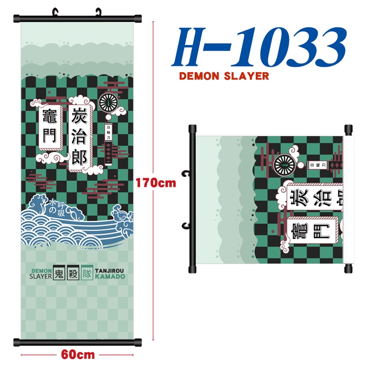 Demon Slayer Kimets Black plastic rod cloth hanging canvas painting 60x170cm H-1033A