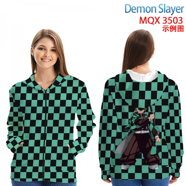 Demon Slayer Kimets Anime Zip patch pocket sweatshirt jacket Hoodie from 2XS to 4XL MQX3503