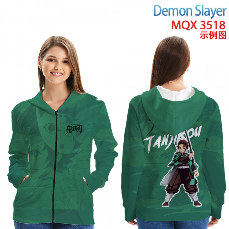 Demon Slayer Kimets Anime Zip patch pocket sweatshirt jacket Hoodie from 2XS to 4XL MQX3518