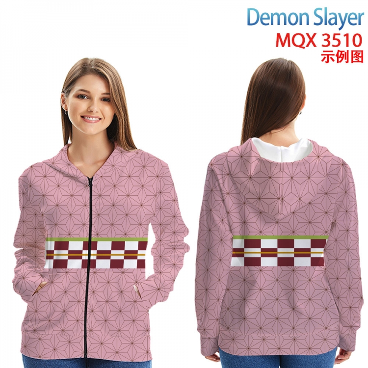 Demon Slayer Kimets Anime Zip patch pocket sweatshirt jacket Hoodie from 2XS to 4XL  MQX3510