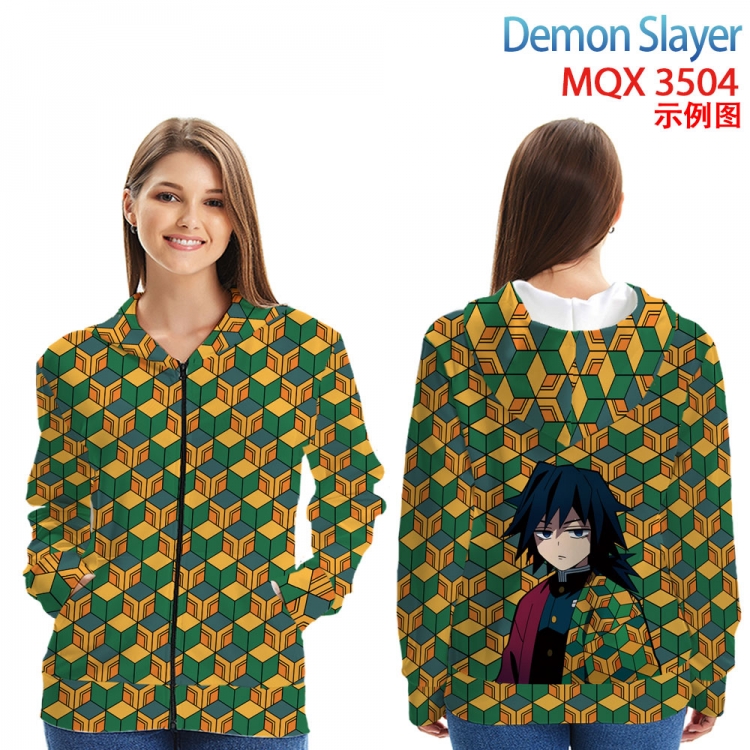 Demon Slayer Kimets Anime Zip patch pocket sweatshirt jacket Hoodie from 2XS to 4XL  MQX3504