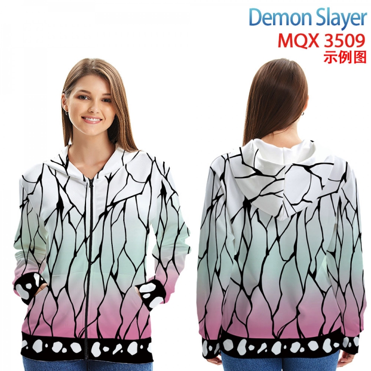 Demon Slayer Kimets Anime Zip patch pocket sweatshirt jacket Hoodie from 2XS to 4XL MQX3509