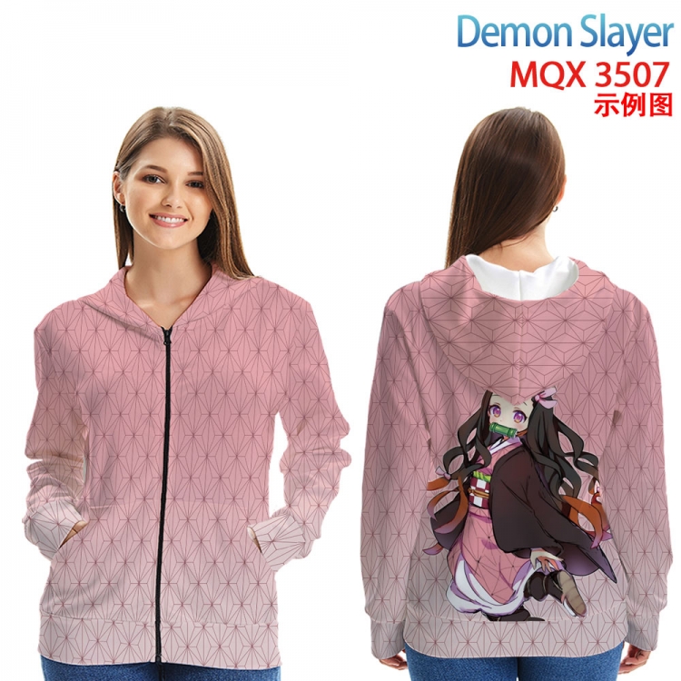 Demon Slayer Kimets Anime Zip patch pocket sweatshirt jacket Hoodie from 2XS to 4XL  MQX3507