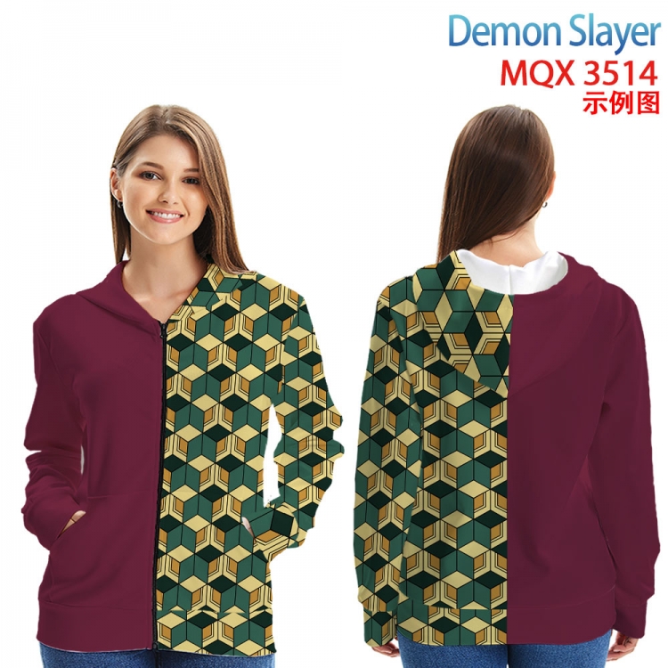 Demon Slayer Kimets Anime Zip patch pocket sweatshirt jacket Hoodie from 2XS to 4XL  MQX3514