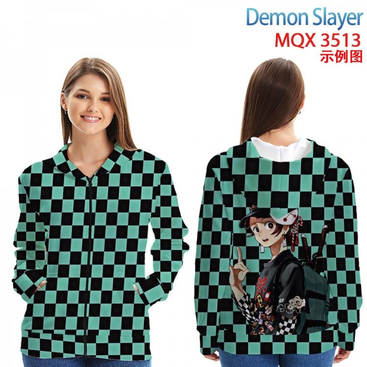 Demon Slayer Kimets Anime Zip patch pocket sweatshirt jacket Hoodie from 2XS to 4XL MQX3513