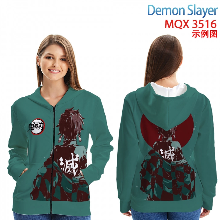 Demon Slayer Kimets Anime Zip patch pocket sweatshirt jacket Hoodie from 2XS to 4XL MQX3516