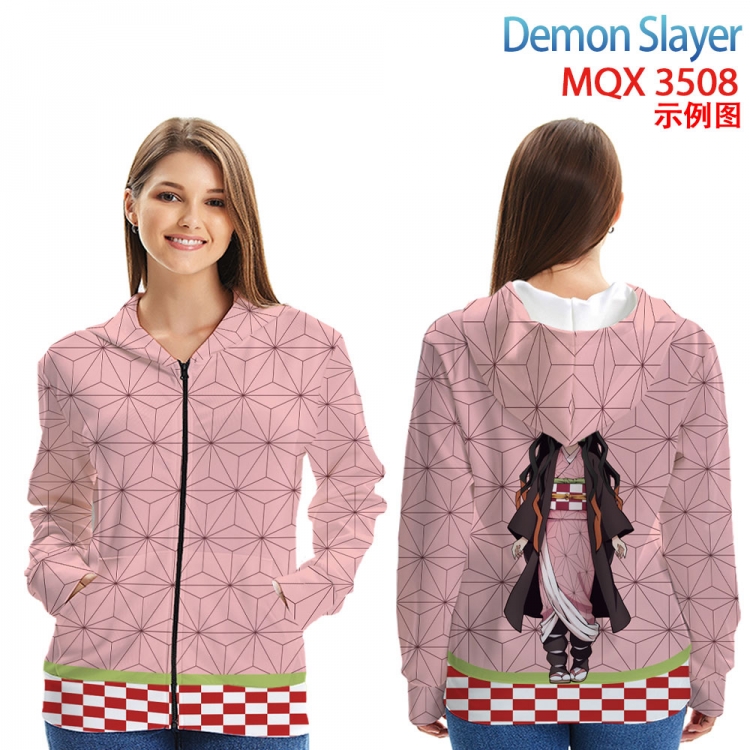 Demon Slayer Kimets Anime Zip patch pocket sweatshirt jacket Hoodie from 2XS to 4XL  MQX3508