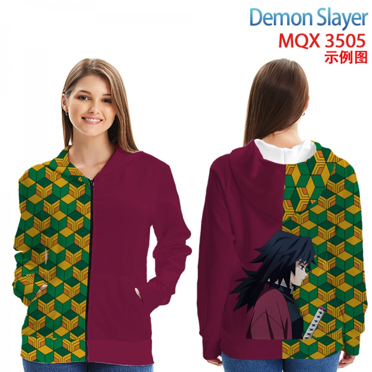 Demon Slayer Kimets Anime Zip patch pocket sweatshirt jacket Hoodie from 2XS to 4XL  MQX3505