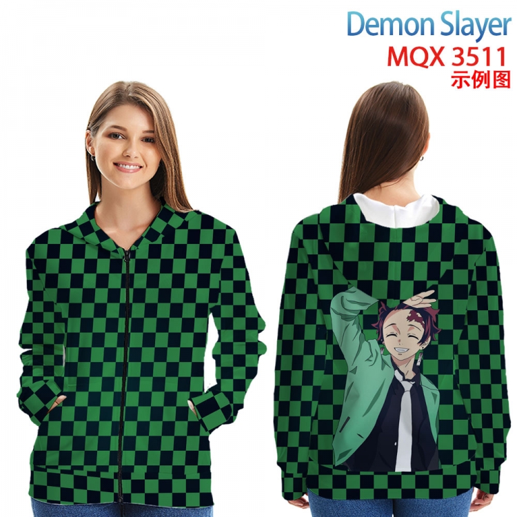 Demon Slayer Kimets Anime Zip patch pocket sweatshirt jacket Hoodie from 2XS to 4XL  MQX3511