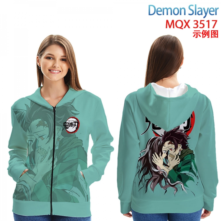 Demon Slayer Kimets Anime Zip patch pocket sweatshirt jacket Hoodie from 2XS to 4XL  MQX3517