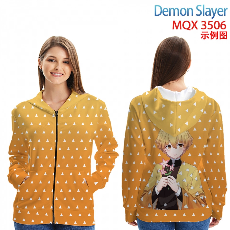 Demon Slayer Kimets Anime Zip patch pocket sweatshirt jacket Hoodie from 2XS to 4XL MQX3506