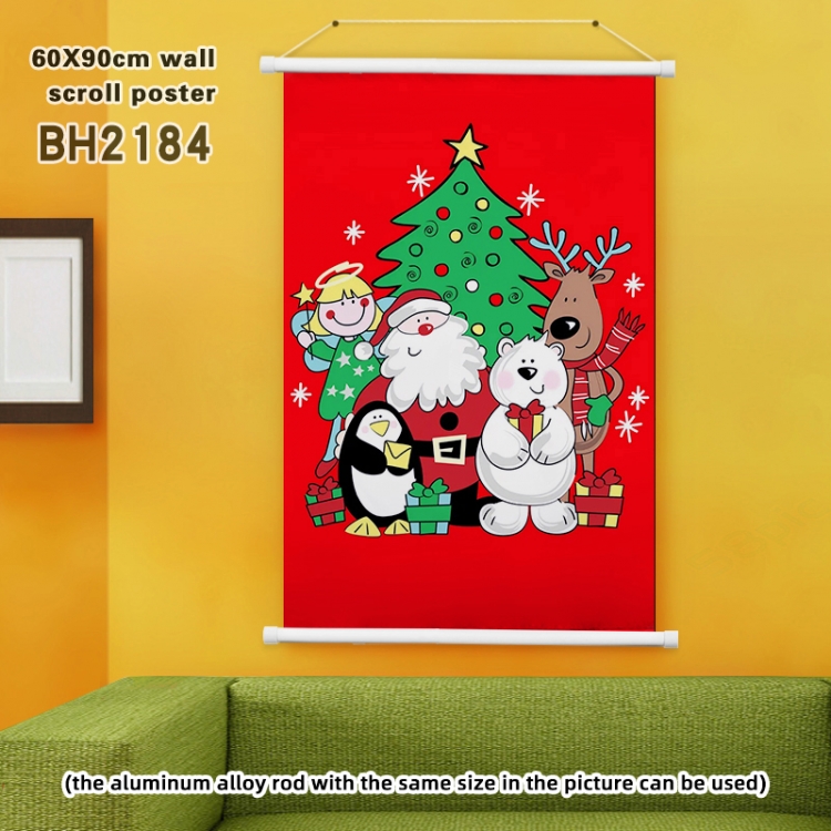 Christmas White Plastic rod Cloth painting Wall Scroll 60X90CM BH2184