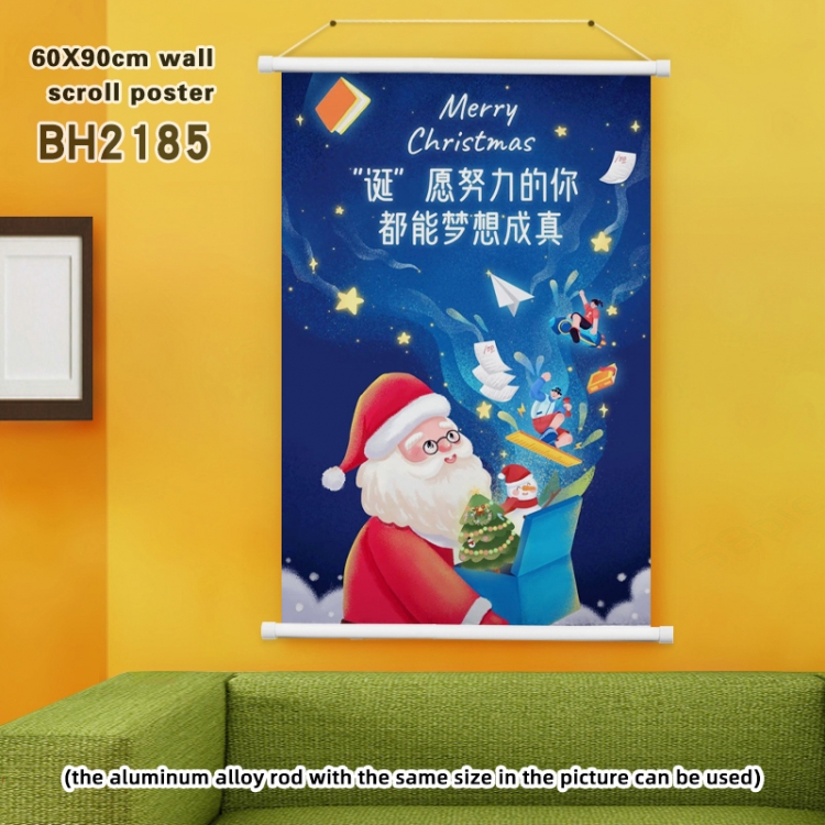 Christmas White Plastic rod Cloth painting Wall Scroll 60X90CM BH2185