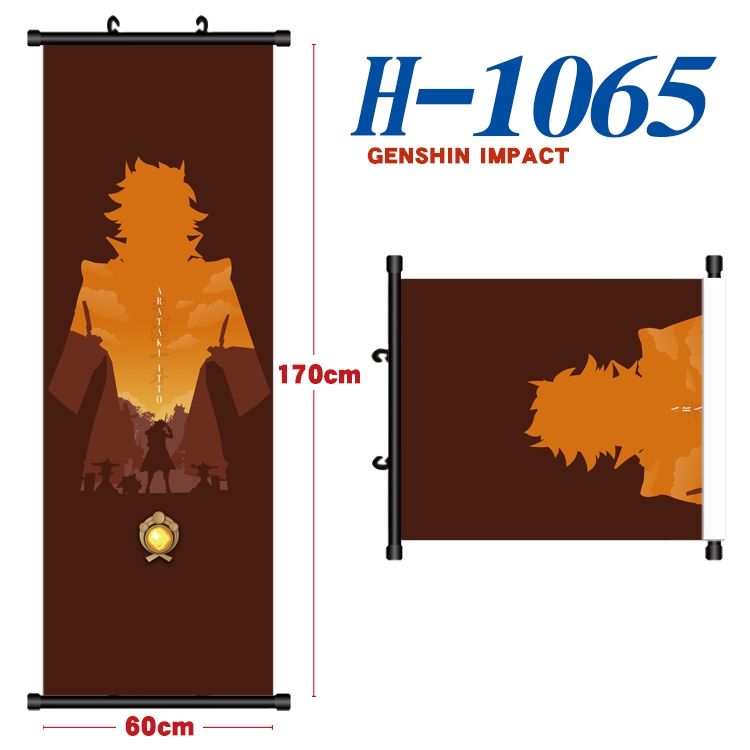 Genshin Impact Black plastic rod cloth hanging canvas painting 60x170cm H-1065A