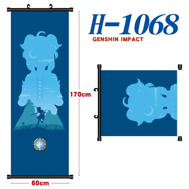 Genshin Impact Black plastic rod cloth hanging canvas painting 60x170cm H-1068A