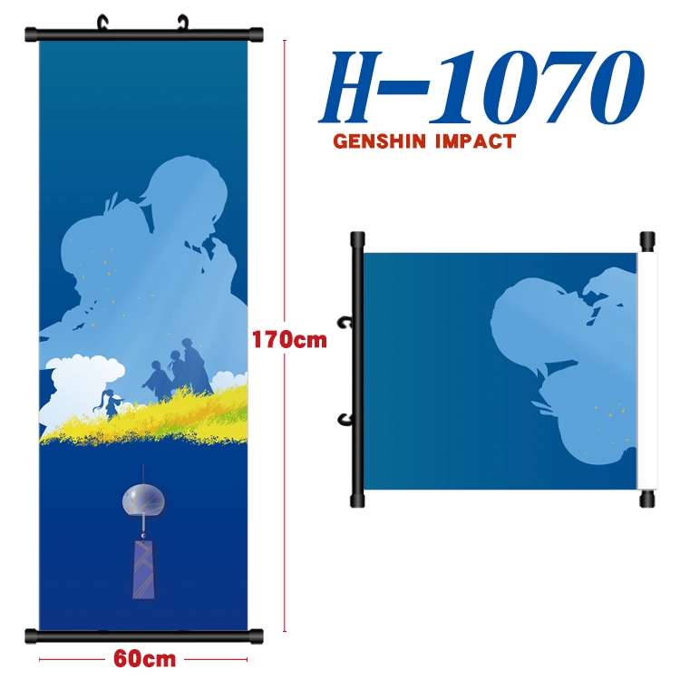 Genshin Impact Black plastic rod cloth hanging canvas painting 60x170cm H-1070A