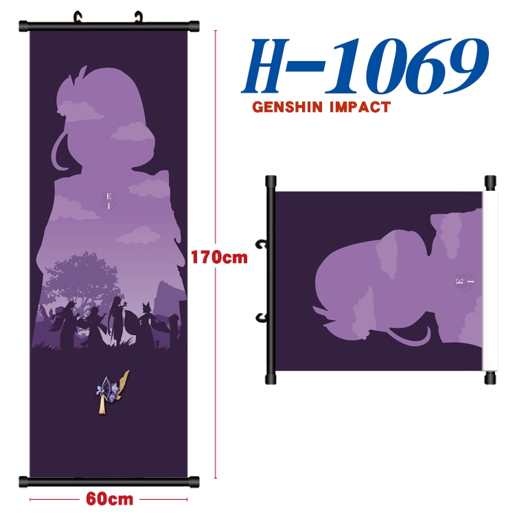 Genshin Impact Black plastic rod cloth hanging canvas painting 60x170cm H-1069A