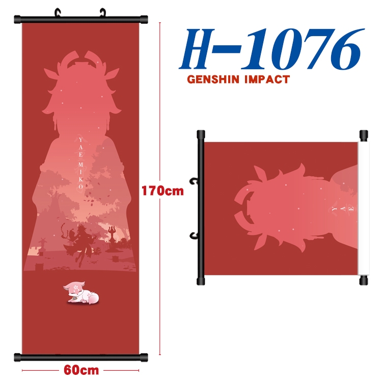 Genshin Impact Black plastic rod cloth hanging canvas painting 60x170cm  H-1076A