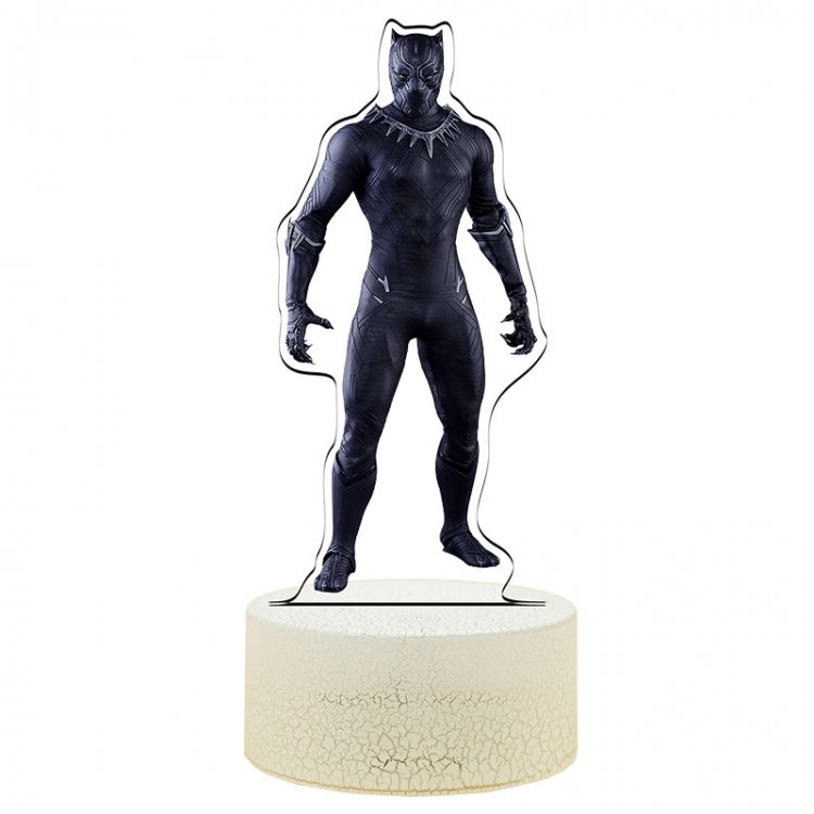 Black Panther Acrylic Night Light 16 Color-changing USB Interface Box Set 19X7X4CM white base