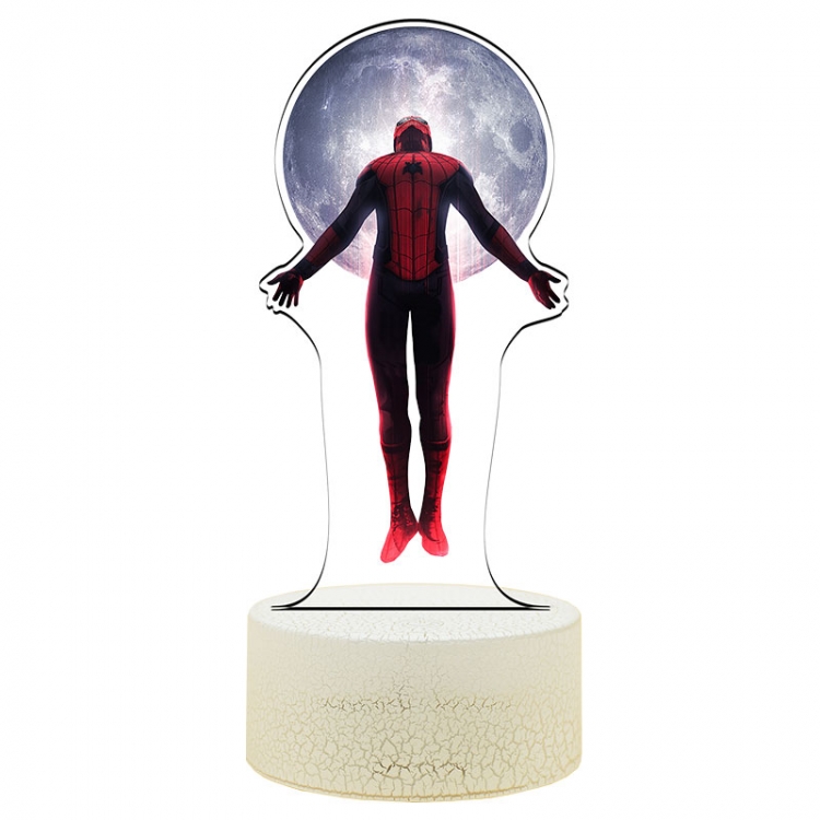 Spiderman Acrylic Night Light 16 Color-changing USB Interface Box Set 19X7X4CM white base