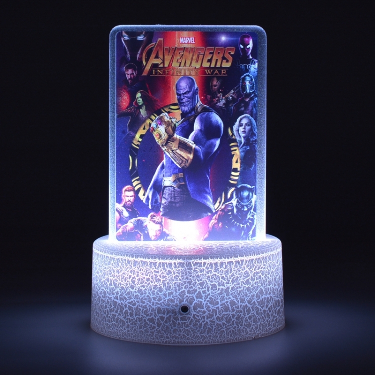 The avengers allianc Acrylic night light 16 kinds of color changing USB interface box 14X7X4CM white base