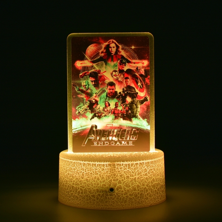 The avengers allianc Acrylic night light 16 kinds of color changing USB interface box 14X7X4CM white base