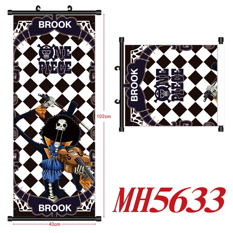 One Piece Anime black Plastic rod Cloth painting Wall Scroll 40X102CM MH5633A