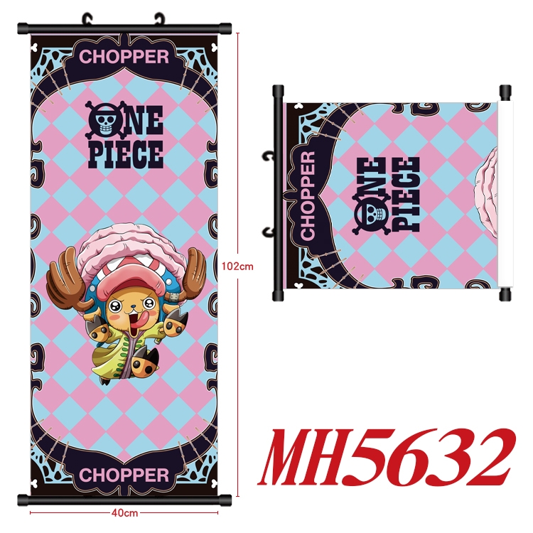 One Piece Anime black Plastic rod Cloth painting Wall Scroll 40X102CM  MH5632A