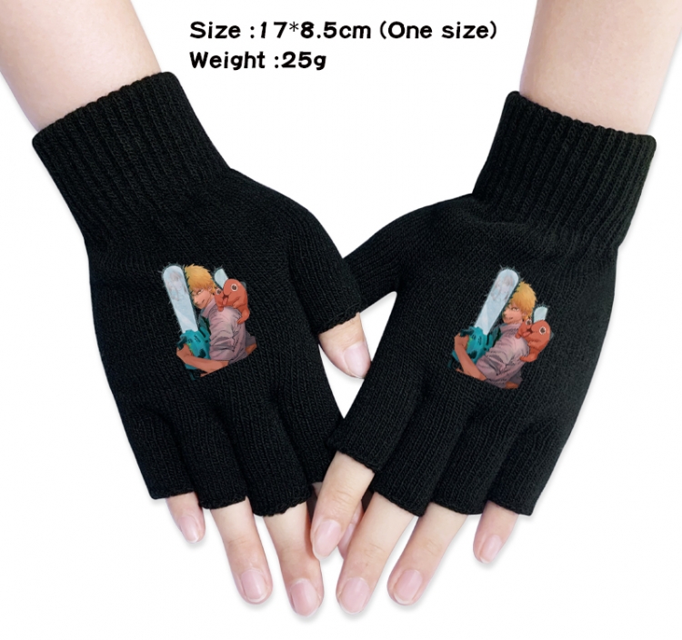 Chainsaw man Anime knitted half finger gloves 17x8.5cm