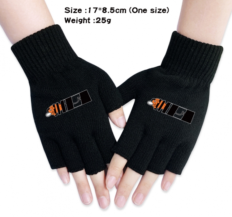Chainsaw man Anime knitted half finger gloves 17x8.5cm