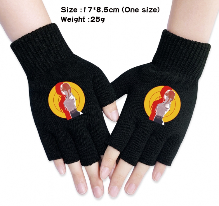 Chainsaw man Anime knitted half finger gloves 17x8.5cm