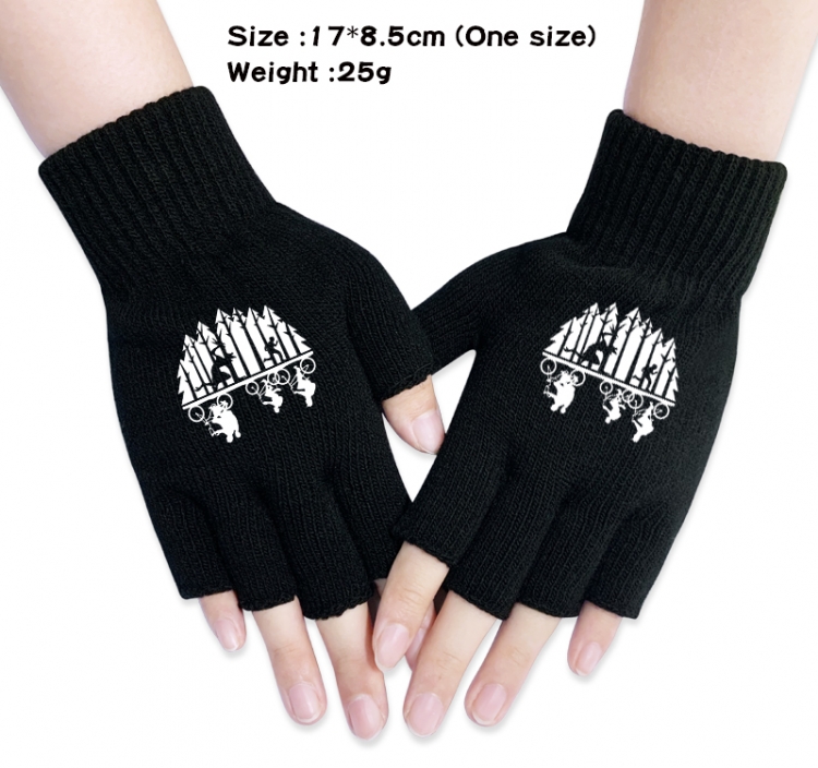 Stranger Things Anime knitted half finger gloves 17x8.5cm