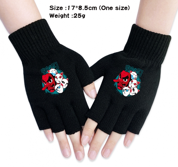 Demon Slayer Kimets Anime knitted half finger gloves 17x8.5cm