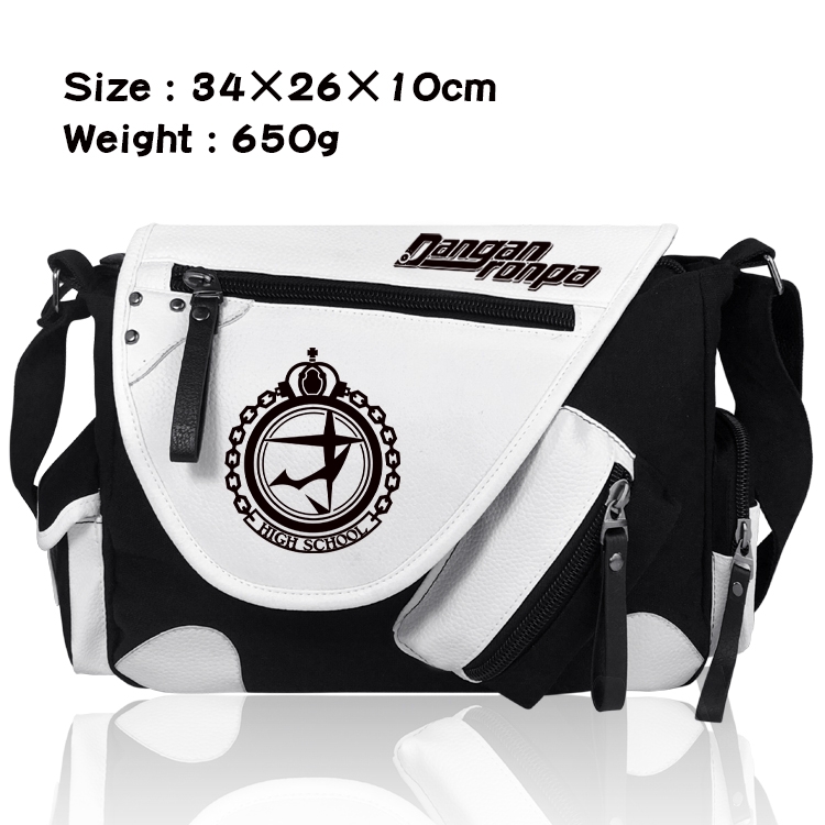 Dangan-Ronpa Anime PU Colorblock Leather Shoulder Crossbody Bag 34x26x10cm