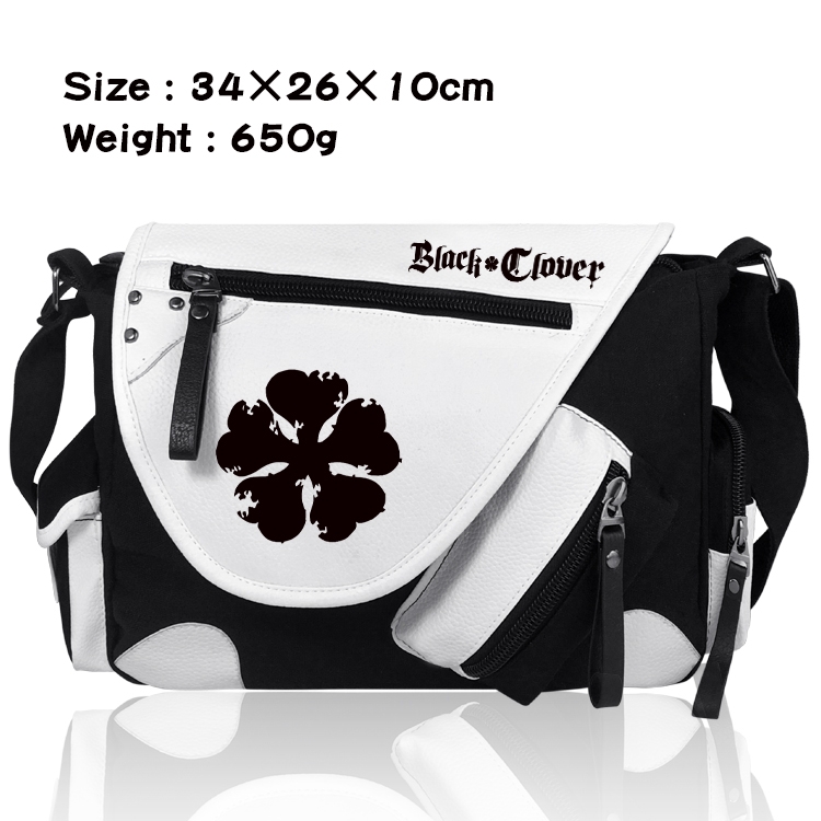 black clover Anime PU Colorblock Leather Shoulder Crossbody Bag 34x26x10cm