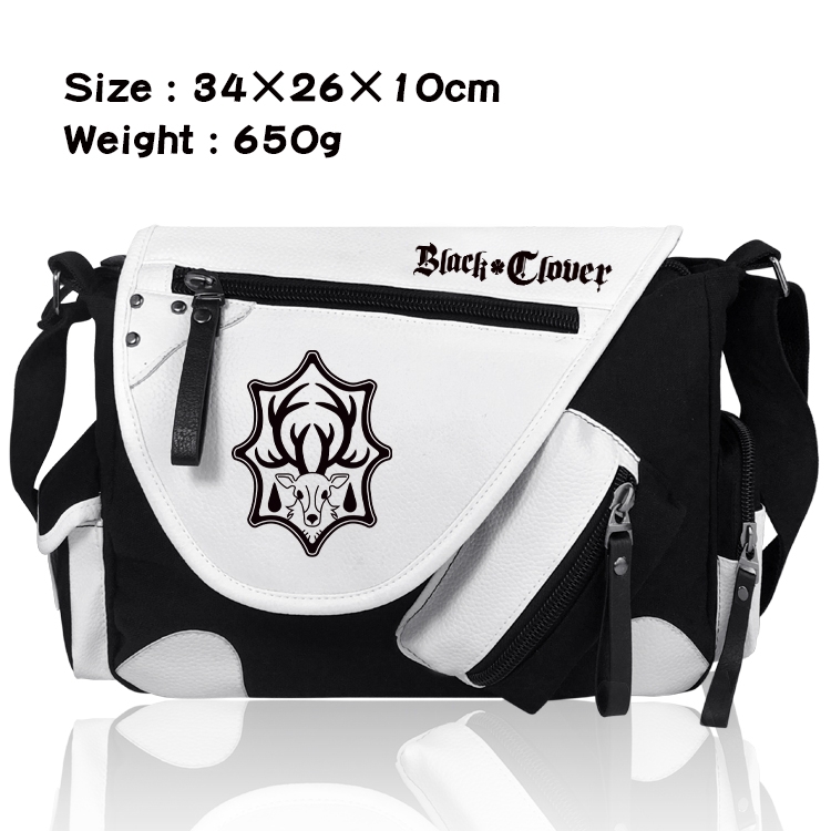 black clover Anime PU Colorblock Leather Shoulder Crossbody Bag 34x26x10cm