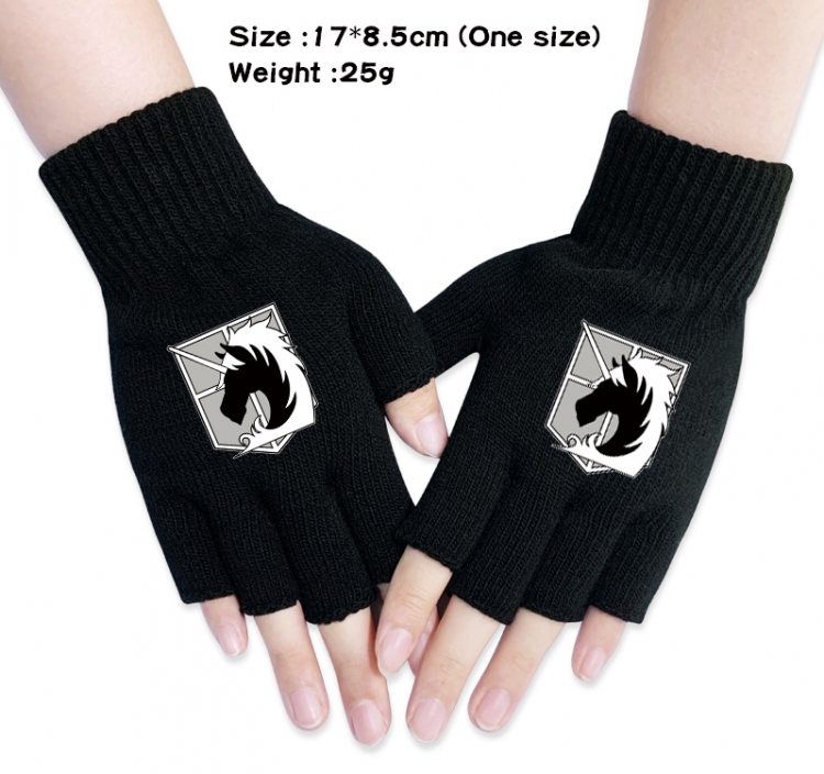 Shingeki no Kyojin Anime knitted half finger gloves 17x8.5cm