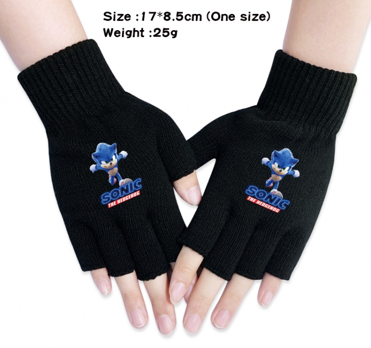 Sonic Anime knitted half finger gloves 17x8.5cm