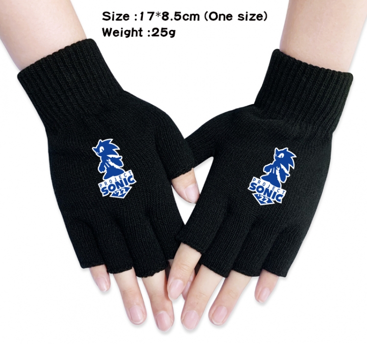 Sonic Anime knitted half finger gloves 17x8.5cm