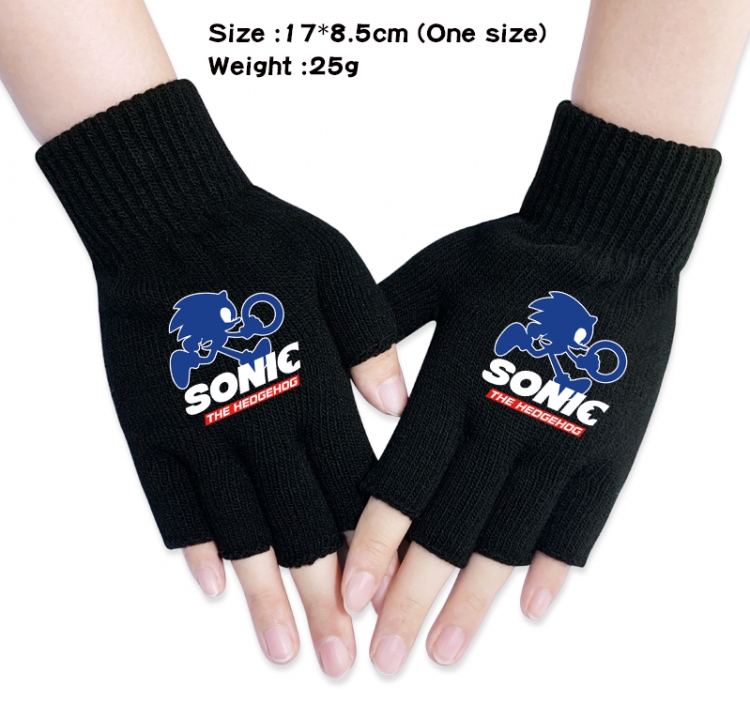 Sonic Anime knitted half finger gloves 17x8.5cm