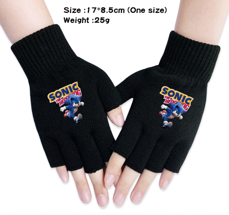 Sonic Anime knitted half finger gloves 17x8.5cm