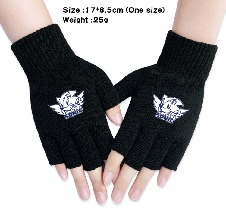 Sonic Anime knitted half finger gloves 17x8.5cm