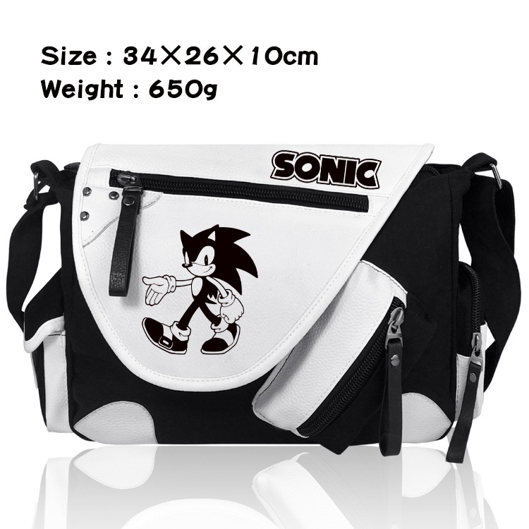 Sonic Anime PU Colorblock Leather Shoulder Crossbody Bag 34x26x10cm