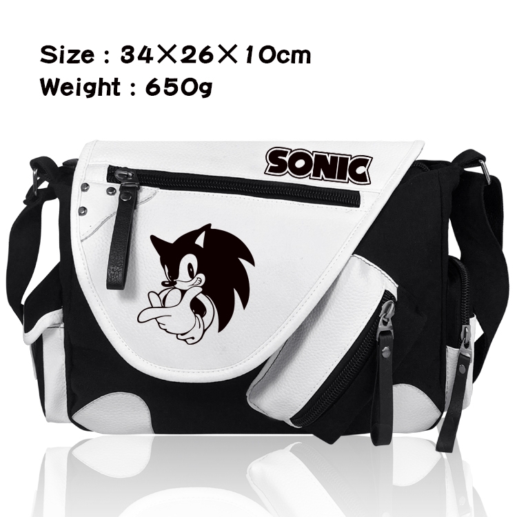 Sonic Anime PU Colorblock Leather Shoulder Crossbody Bag 34x26x10cm