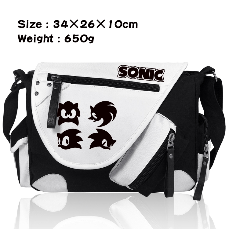 Sonic Anime PU Colorblock Leather Shoulder Crossbody Bag 34x26x10cm