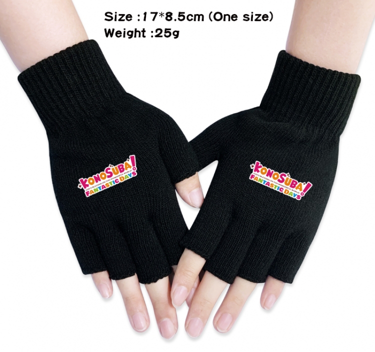 Blessings for a better world Anime knitted half finger gloves 17x8.5cm