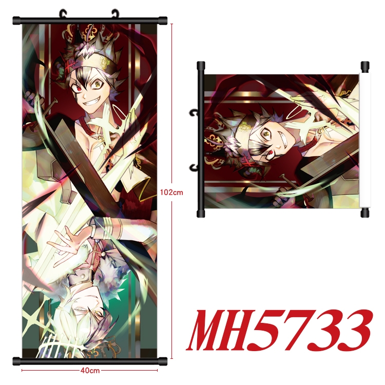 black clover Anime black Plastic rod Cloth painting Wall Scroll 40X102CM MH5733A